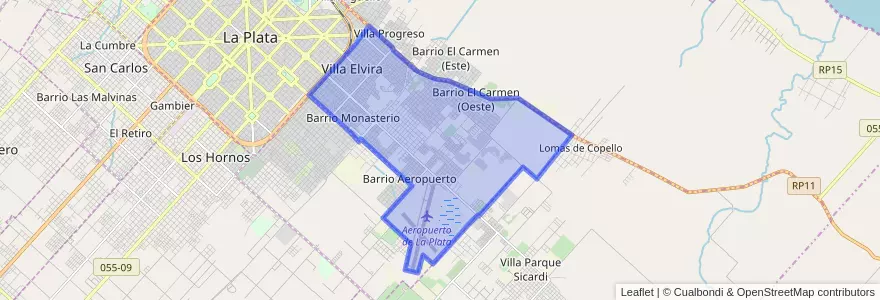 Mapa de ubicacion de Villa Elvira.