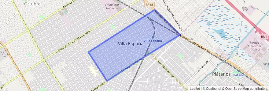 Mapa de ubicacion de Villa España.