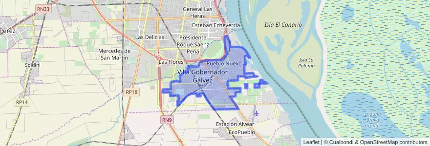 Mapa de ubicacion de Villa Gobernador Gálvez.