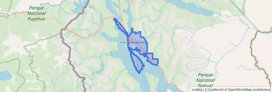 Mapa de ubicacion de Villa La Angostura.