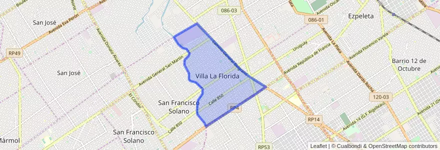 Mapa de ubicacion de Villa La Florida.