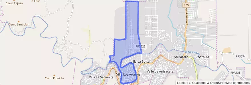 Mapa de ubicacion de Villa Los Aromos.