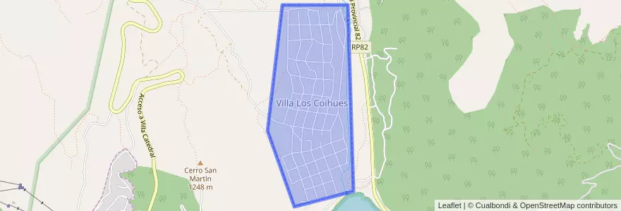 Mapa de ubicacion de Villa Los Coihues.