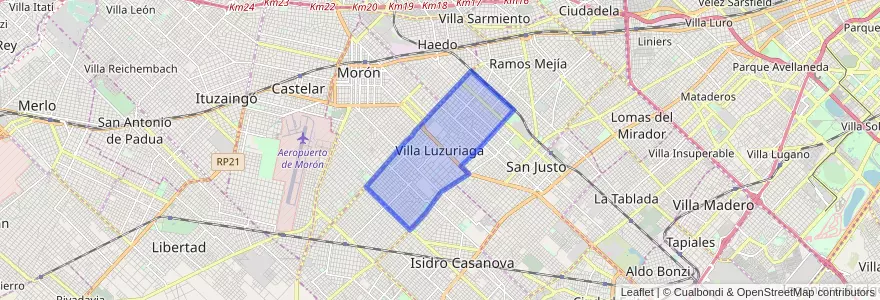 Mapa de ubicacion de Villa Luzuriaga.