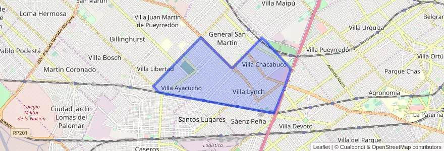 Mapa de ubicacion de Villa Lynch.