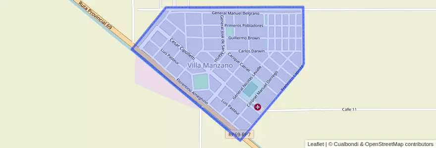 Mapa de ubicacion de Villa Manzano.