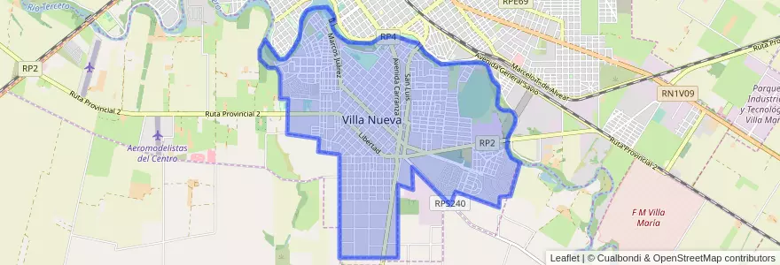 Mapa de ubicacion de Villa Nueva.