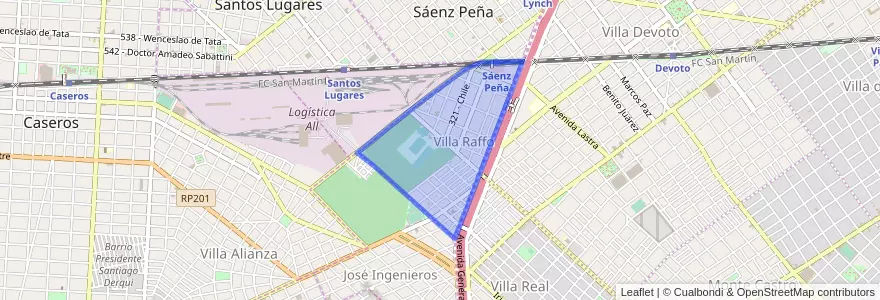 Mapa de ubicacion de Villa Raffo.