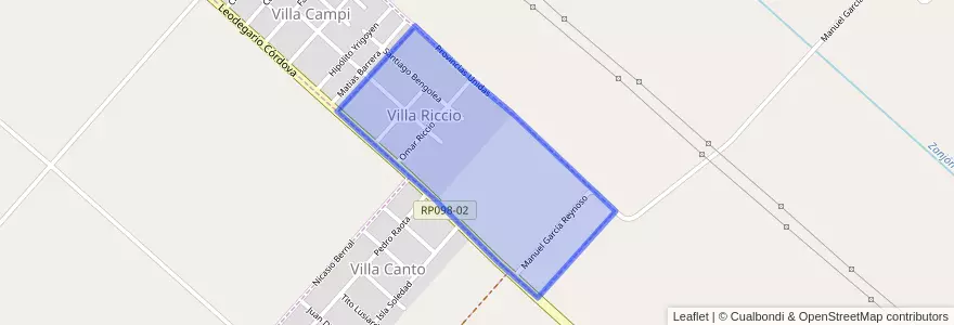 Mapa de ubicacion de Villa Riccio.