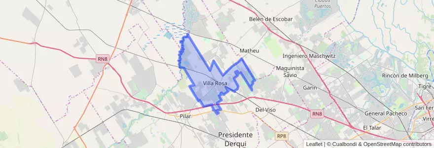 Mapa de ubicacion de Villa Rosa.