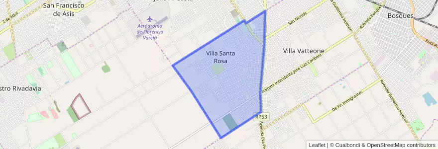 Mapa de ubicacion de Villa Santa Rosa.