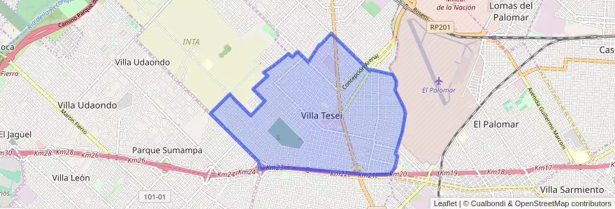 Mapa de ubicacion de Villa Tesei.