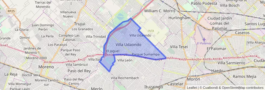 Mapa de ubicacion de Villa Udaondo.