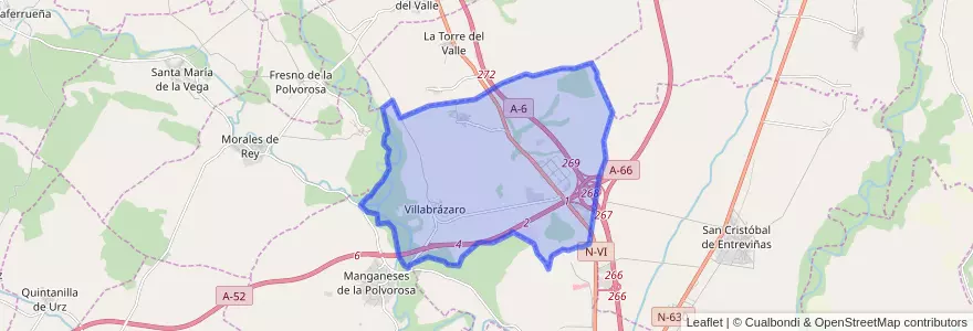Mapa de ubicacion de Villabrázaro.