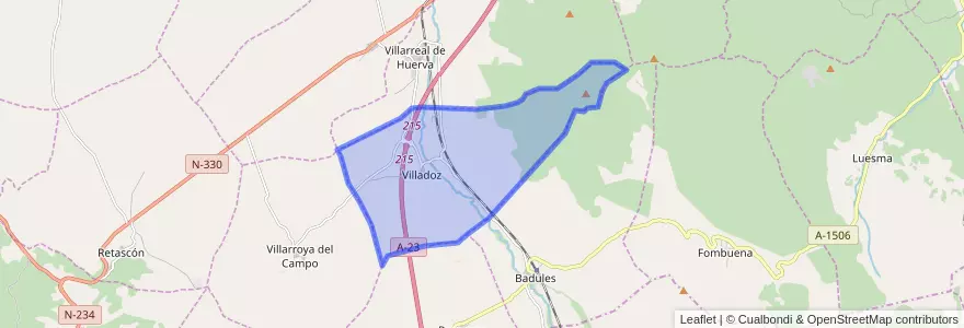 Mapa de ubicacion de Villadoz.