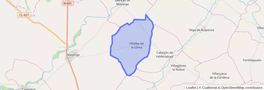 Mapa de ubicacion de Villalba de la Loma.