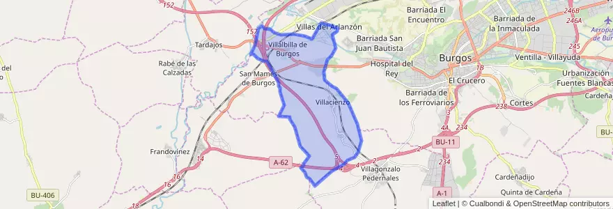Mapa de ubicacion de Villalbilla de Burgos.