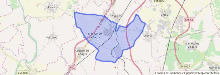 Mapa de ubicacion de Villaluenga de la Sagra.