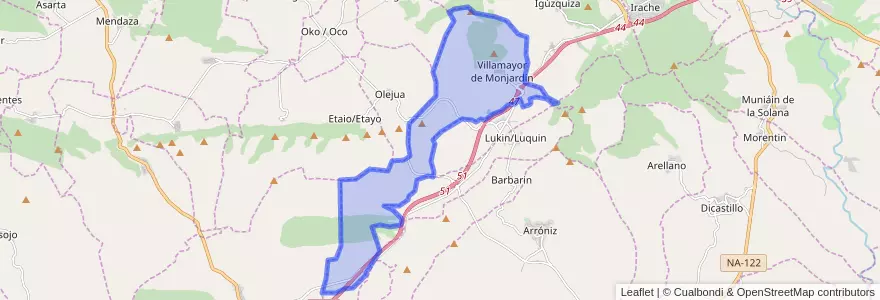 Mapa de ubicacion de Villamayor de Monjardín.