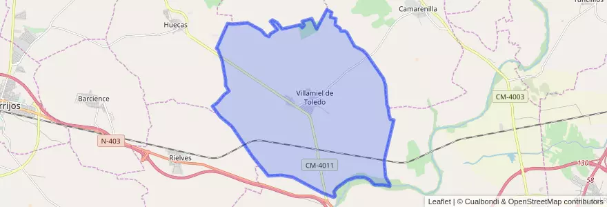 Mapa de ubicacion de Villamiel de Toledo.