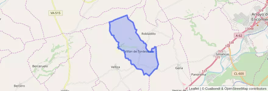 Mapa de ubicacion de Villán de Tordesillas.