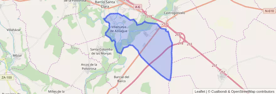 Mapa de ubicacion de Villanueva de Azoague.