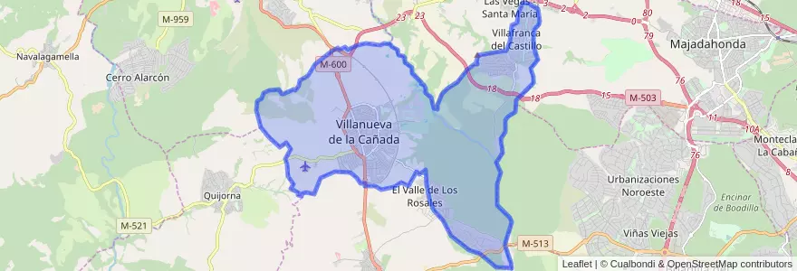 Mapa de ubicacion de Villanueva de la Cañada.