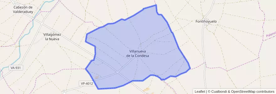 Mapa de ubicacion de Villanueva de la Condesa.