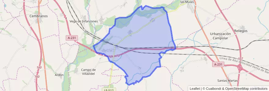 Mapa de ubicacion de Villanueva de las Manzanas.