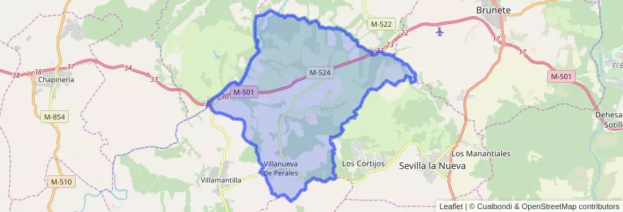 Mapa de ubicacion de Villanueva de Perales.