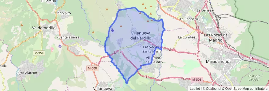Mapa de ubicacion de Villanueva del Pardillo.