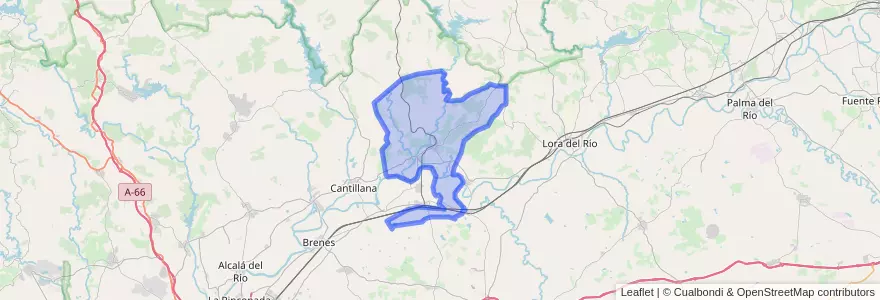 Mapa de ubicacion de Villanueva del Río y Minas.