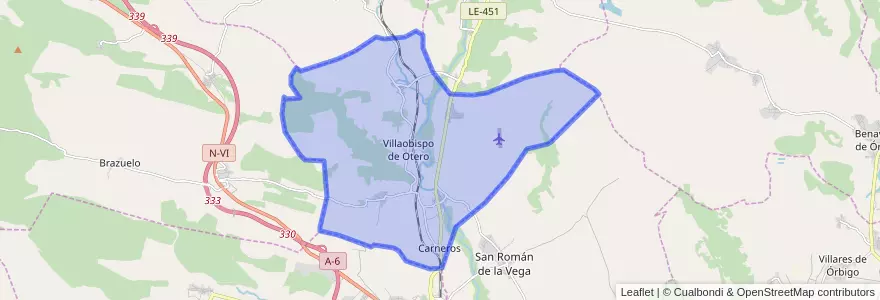 Mapa de ubicacion de Villaobispo de Otero.
