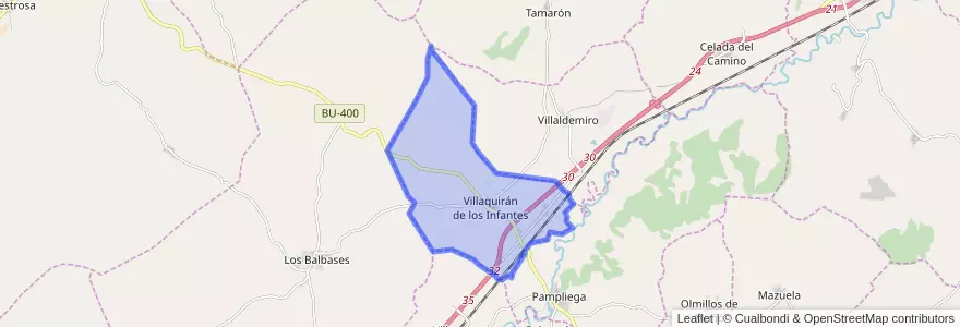 Mapa de ubicacion de Villaquirán de los Infantes.