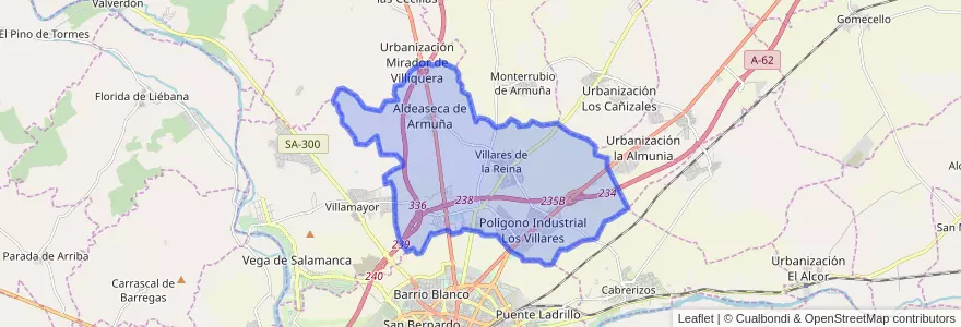 Mapa de ubicacion de Villares de la Reina.