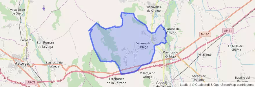 Mapa de ubicacion de Villares de Órbigo.