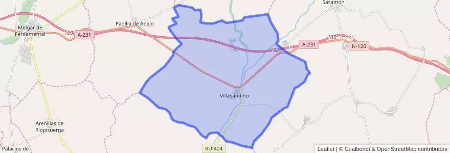 Mapa de ubicacion de Villasandino.
