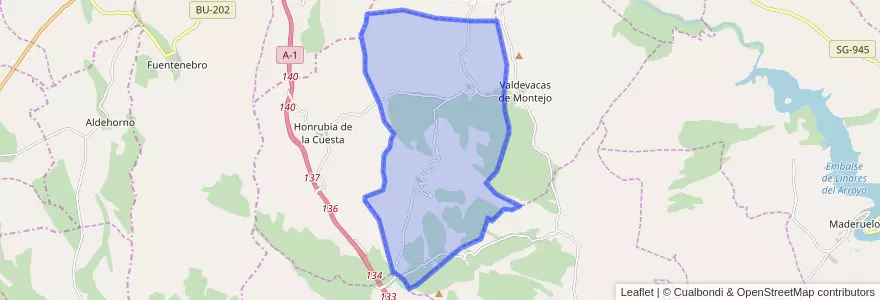 Mapa de ubicacion de Villaverde de Montejo.