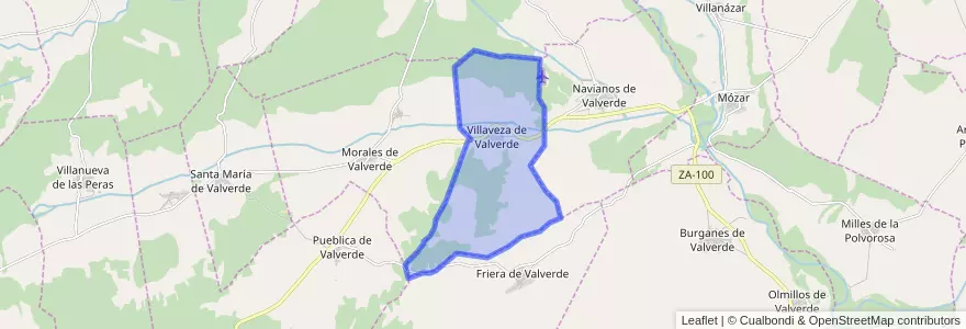 Mapa de ubicacion de Villaveza de Valverde.