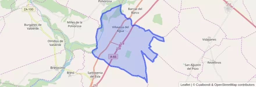 Mapa de ubicacion de Villaveza del Agua.