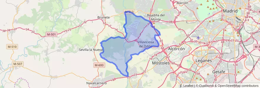 Mapa de ubicacion de Villaviciosa de Odón.