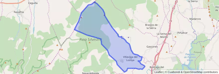Mapa de ubicacion de Villavieja del Lozoya.