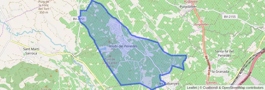 Mapa de ubicacion de Vilobí del Penedès.
