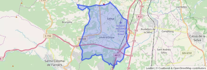 Mapa de ubicacion de Vilobí d'Onyar.