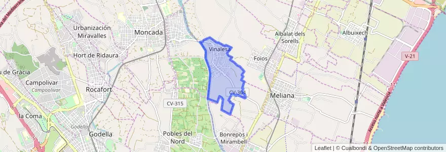 Mapa de ubicacion de Vinalesa.