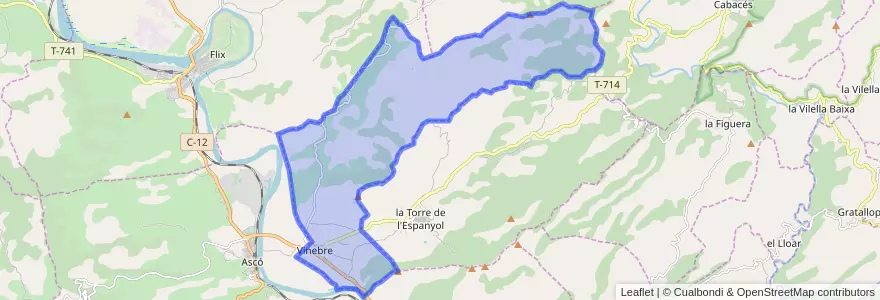 Mapa de ubicacion de Vinebre.