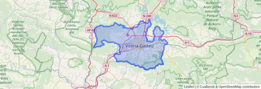 Mapa de ubicacion de Gasteizko kuadrilla/Cuadrilla de Vitoria.