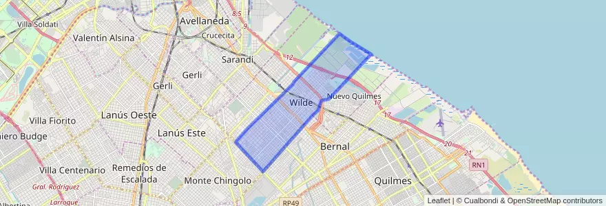 Mapa de ubicacion de Wilde.