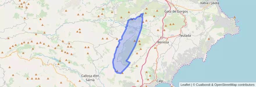 Mapa de ubicacion de Xaló.