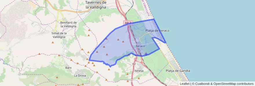 Mapa de ubicacion de Xeraco.